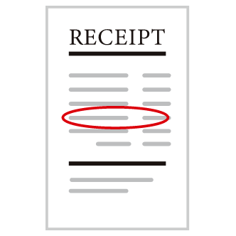 レシートに対象商品名などが記載されていない場合