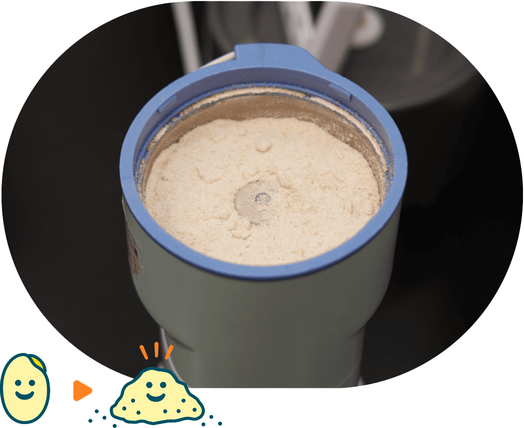 採取した米粒の粉砕