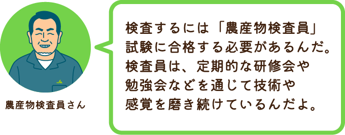 残留農薬検査員さん 安全・安心を支えるため細かく、幅広く、徹底的に検査しているよ